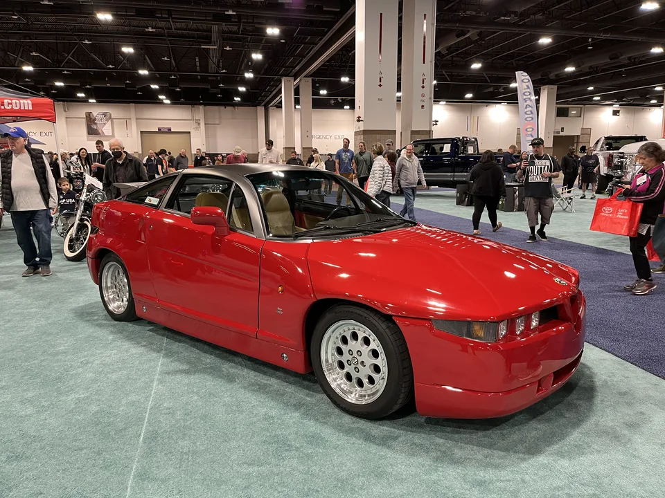 Red Alfa Romeo SZ, three-quarter front view