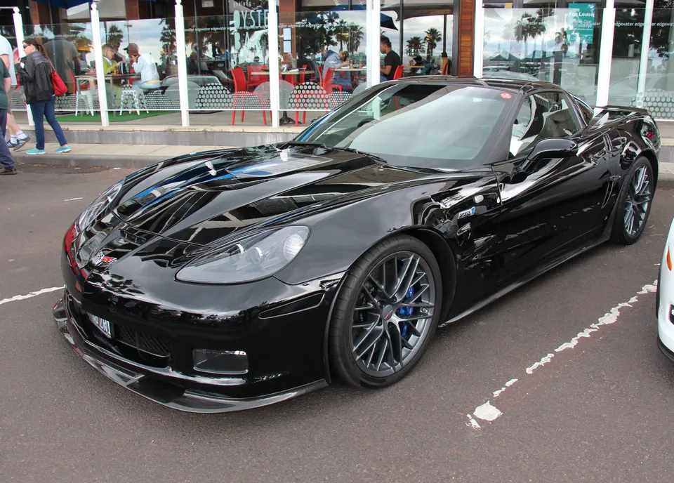 Black Chevrolet Corvette ZR1 (C6), front three-quarter view