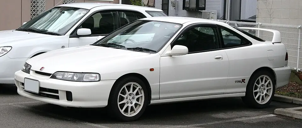 Yellow Honda Integra Type R DC2, three-quarter front view