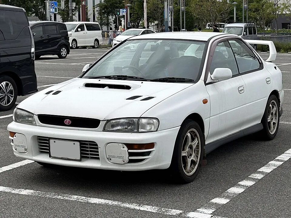 Blue Subaru Impreza WRX STI (GC8), three-quarter front view
