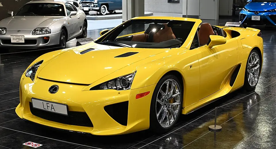 White Lexus LFA, three-quarter front view