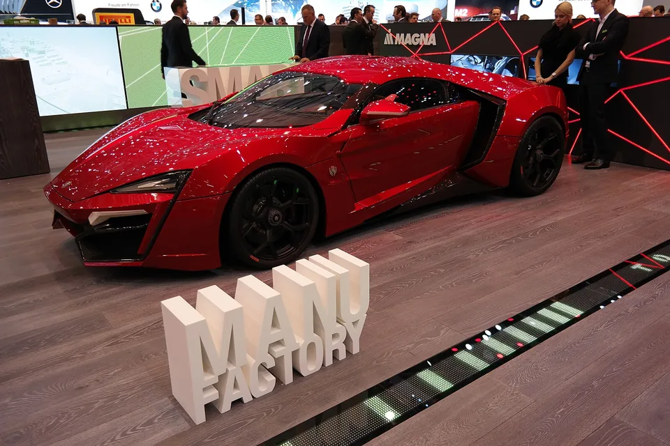 Red W Motors Lykan HyperSport, three-quarter front view