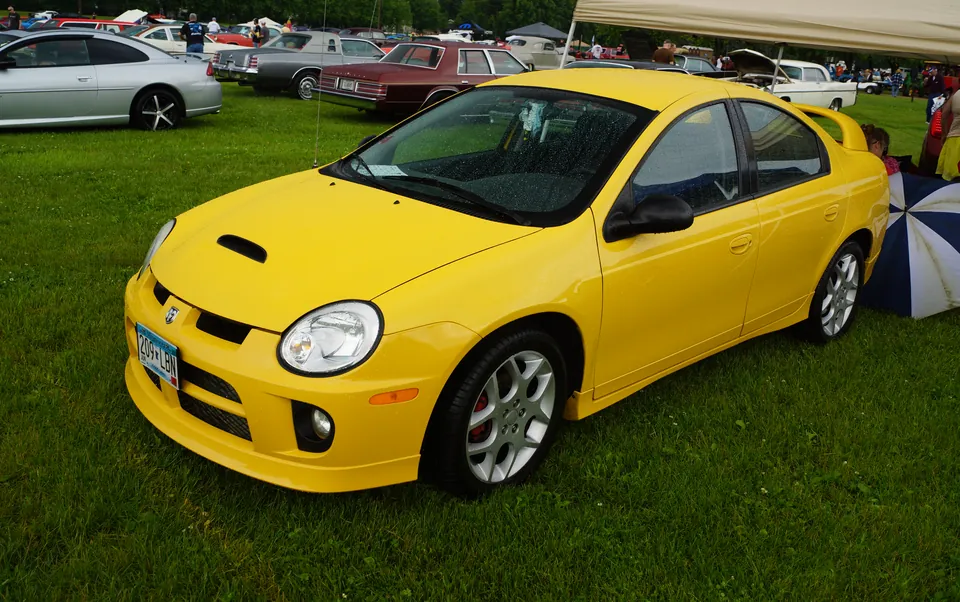 Yellow 2004 Dodge Neon SRT-4, front three-quarter view