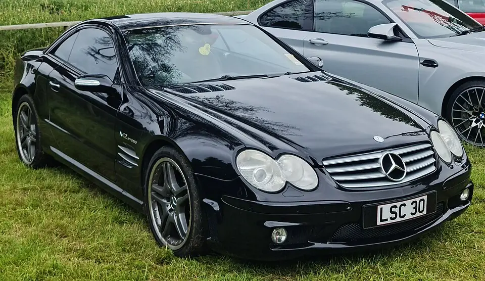 Black Mercedes-Benz SL 65 AMG (R230), three-quarter front view